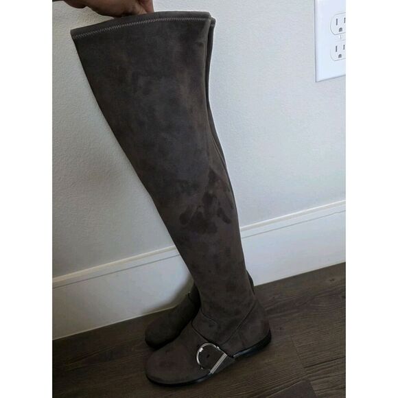 NINE WEST Brown Allair Over The Knee Round-Toe Pull-On Block Heel Boots Size 5.5 - Picture 4 of 7